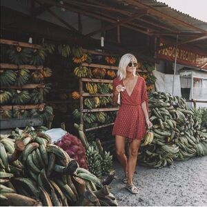 Faithfull the Brand Oslo Dress in Red Venice print